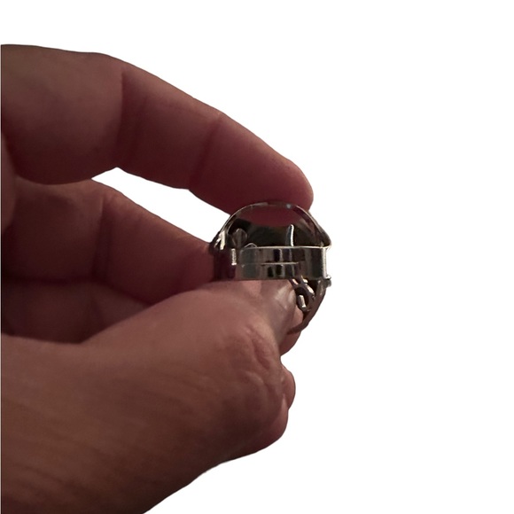 Boho Silver Bird and Flower Hollow Cut Metal Adjustable Ring - Picture 3 of 5